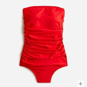 Jcrew ruched bandeau one piece Cerise Red size 14 NWT